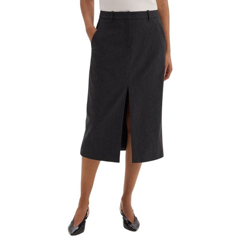 Theory Womens Midi Wool-Blend Trouser Skirt, Black